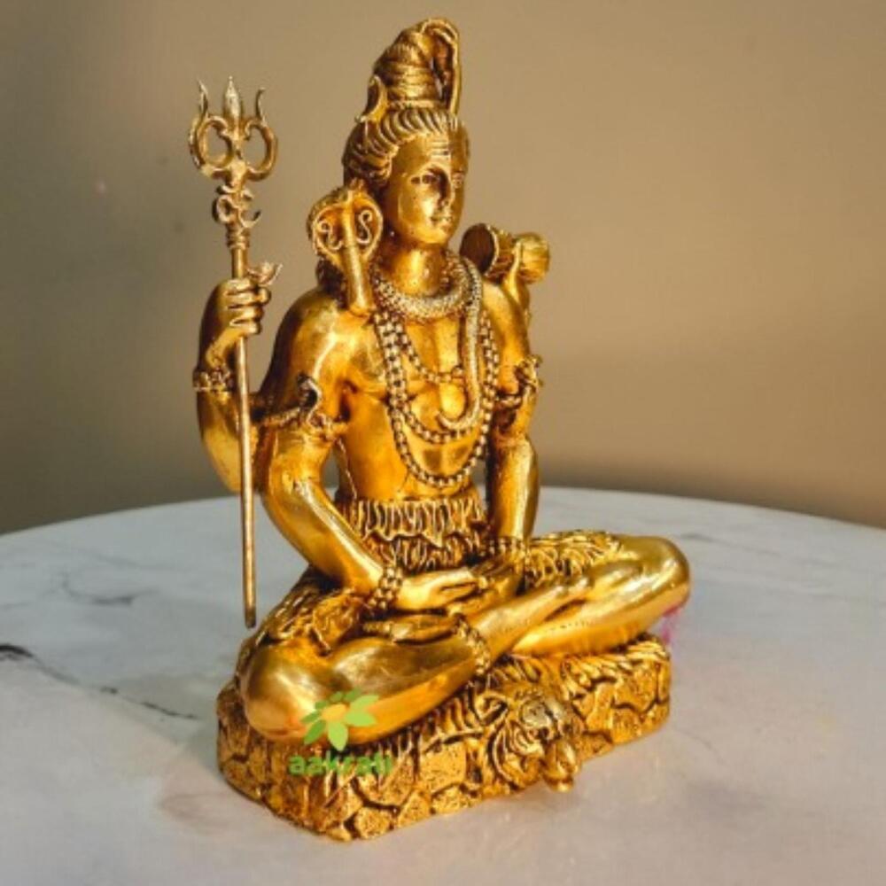 Premium Brass Shiv Murti | Lightweight & Durable Design | Divine Brass Shiv Idol ( Yellow, 4 inch)
