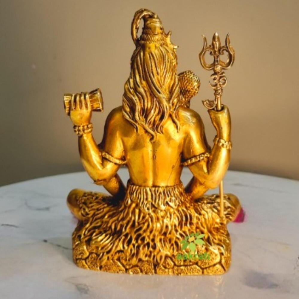 Premium Brass Shiv Murti | Lightweight & Durable Design | Divine Brass Shiv Idol ( Yellow, 4 inch)