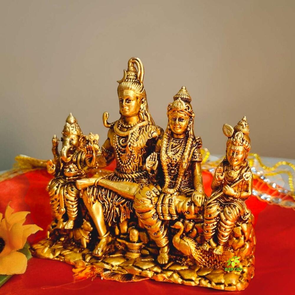 Aakrati Shiva Family Statue, Lord Shiva, Goddess Parvati,ganesh,shiv Family Statue, Shiva With Parvati,hindu Gods - Color: Yellow
