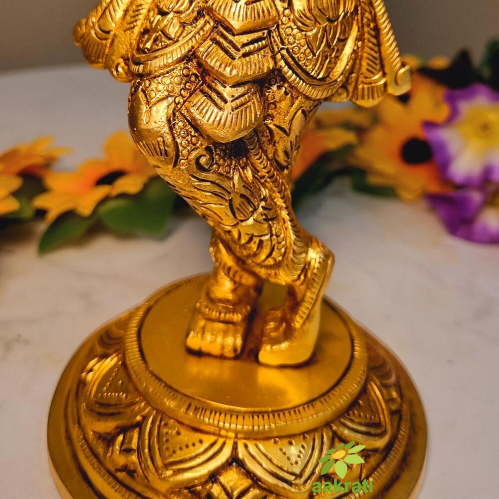 Brass Krishna Statue | Aesthetic Religious Idol for Festive Blessings | Handmade Brass Krishna Idol Showpiece ( Yellow, 8 inch)
