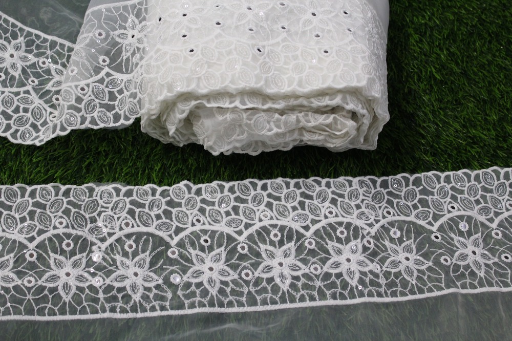 Organza With Sequence Lace - Color: Wiht
