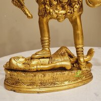 Modern Brass Kali Mata Idol | Unique Handcrafted Devotional Sculpture | Brass Kali Mata Murti ( Yellow, 10.2 inch)