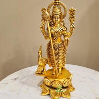 Traditional Brass Murugan Statue | Perfect for Temple Decor and Gift-Giving | Modern Brass Murgan Statue ( Yellow, 10.5 inch)