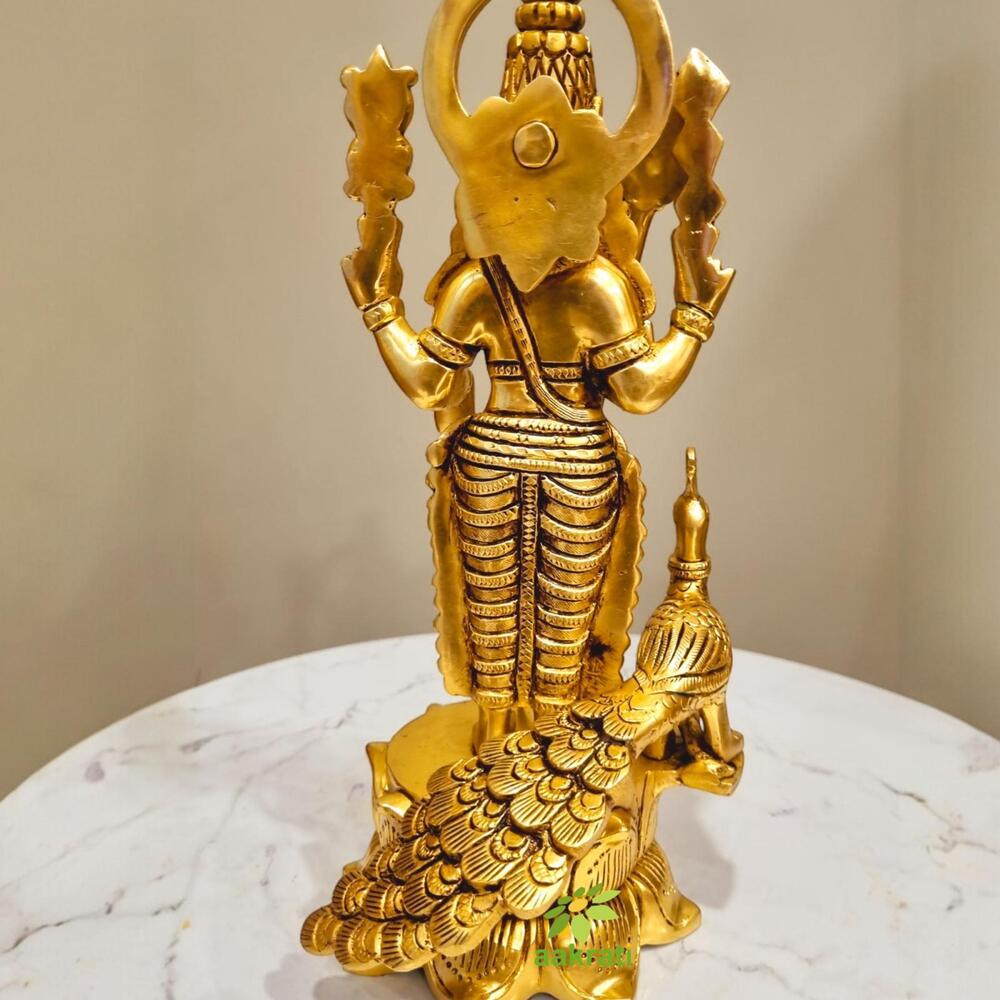 Traditional Brass Murugan Statue | Perfect for Temple Decor and Gift-Giving | Modern Brass Murgan Statue ( Yellow, 10.5 inch)