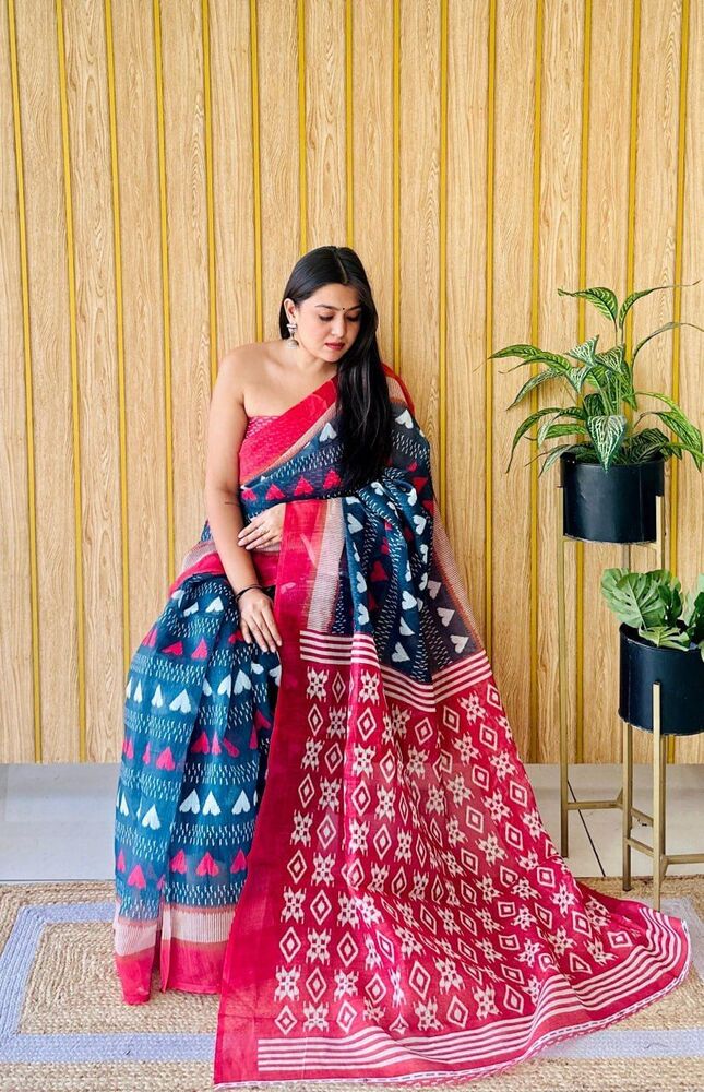 Satin Sarees With Plain Blouse - Color: Different Available