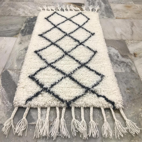 Pakistani Moroccan White With Choti Hand Knotted Rug