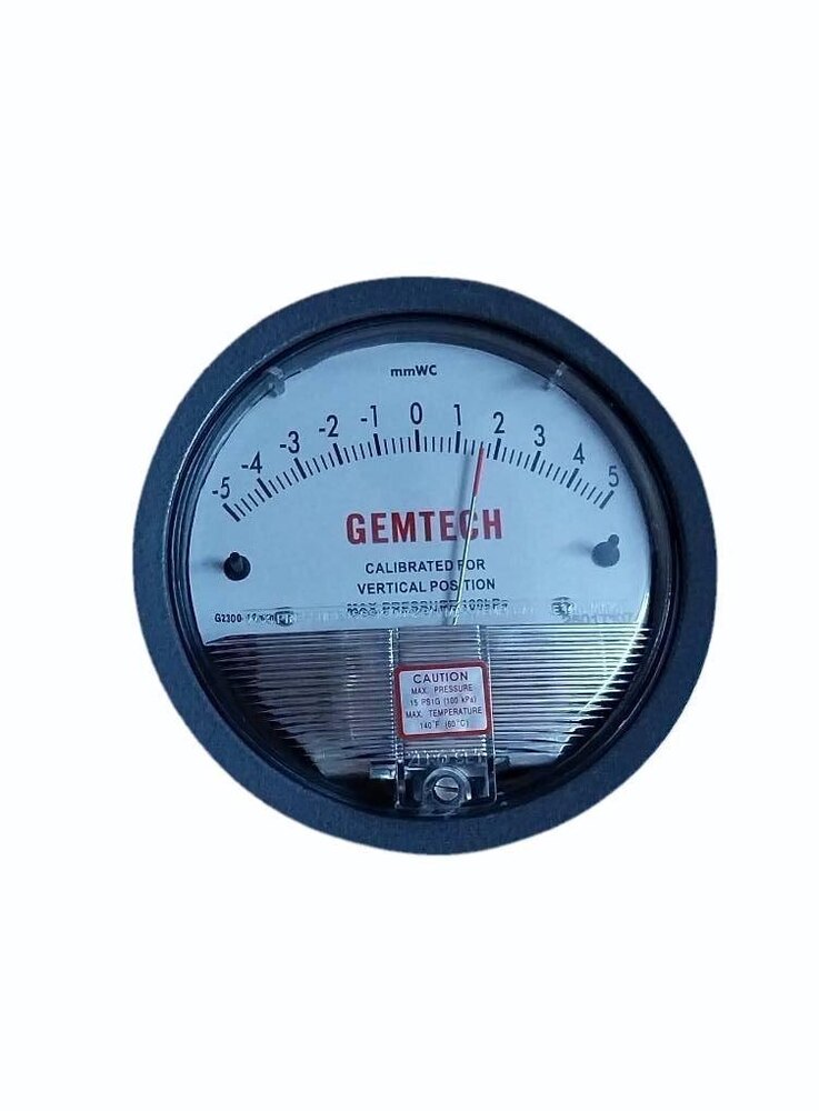 Gemtech Series G2300-10cm Differential Pressure Gauge Range 5-0-5 Cm W.c