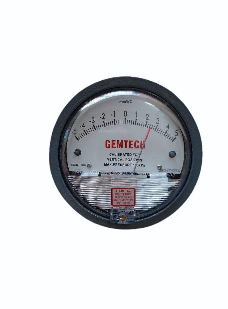 Gemtech Series G2300-10cm Differential Pressure Gauge Range 5-0-5 Cm W.c