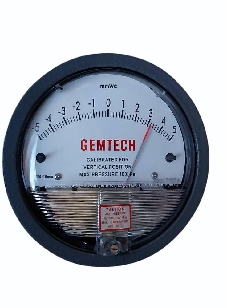 Gemtech Series G2300-10cm Differential Pressure Gauge Range 5-0-5 Cm W.c