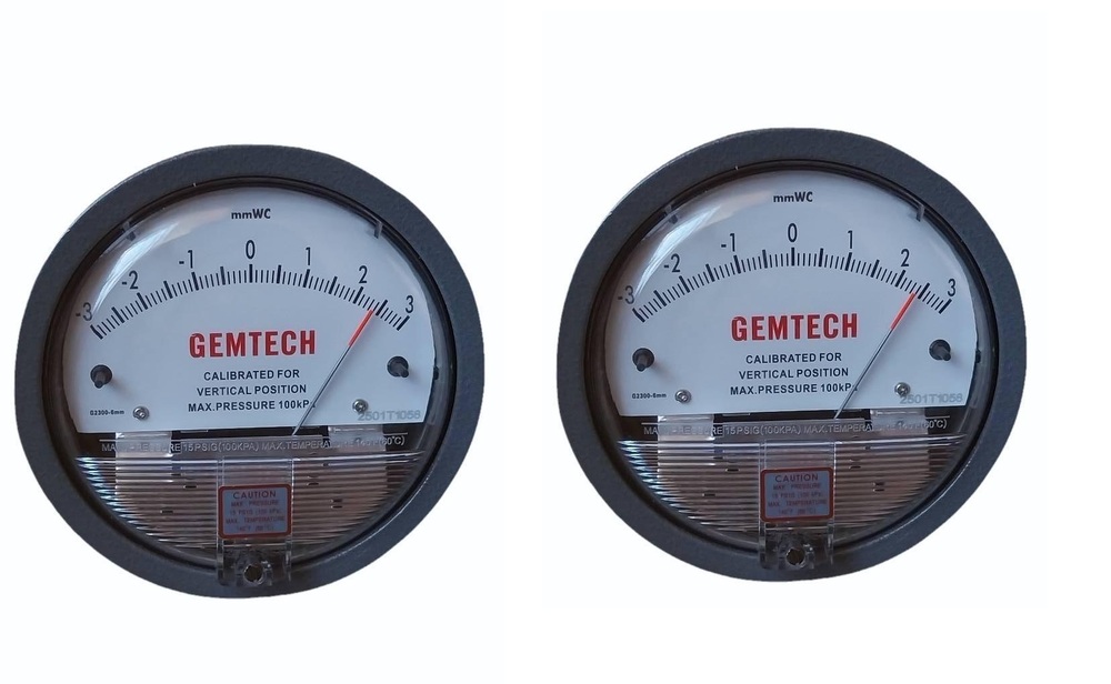 GEMTECH Model G2304 Differential Pressure Gauge Range 2-0-2 Inch