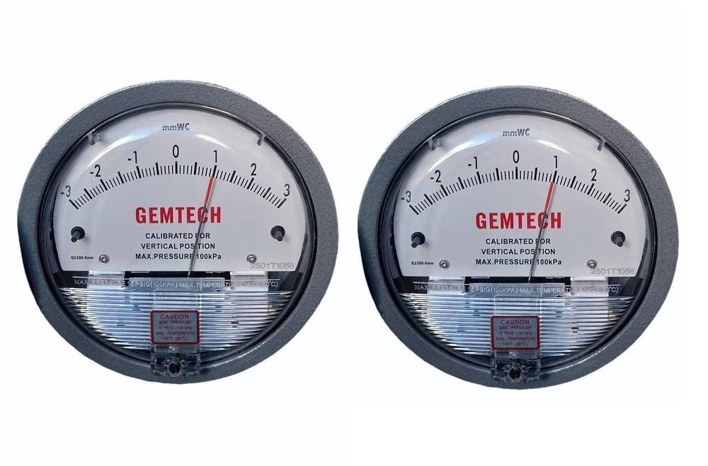GEMTECH Model G2304 Differential Pressure Gauge Range 2-0-2 Inch