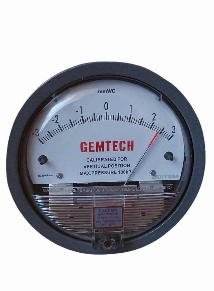 Gemtech Model G2304 Differential Pressure Gauge Range 2-0-2 Inch