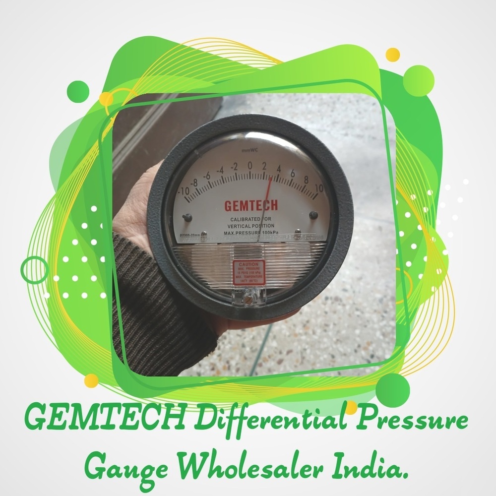 Gemtech Model G2302 Differential Pressure Gauge Range 1-0-1 Inch - Color: White / Black