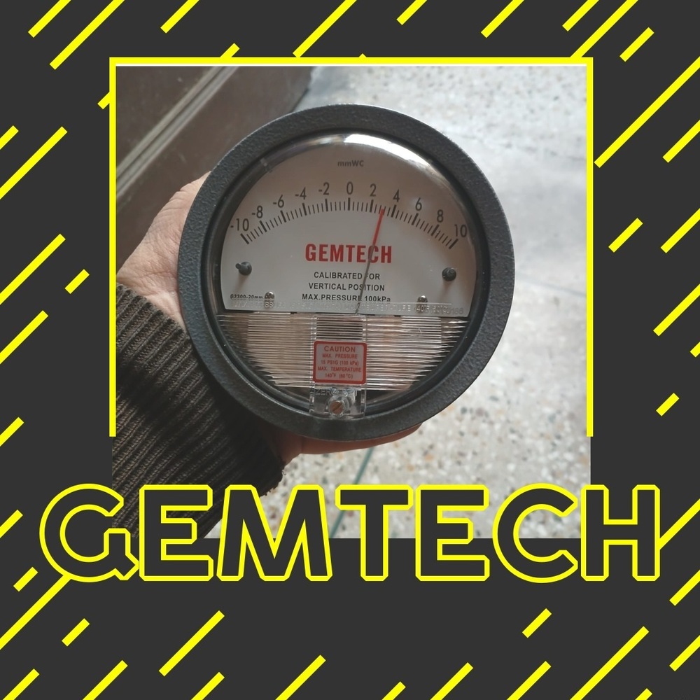 Gemtech Model G2302 Differential Pressure Gauge Range 1-0-1 Inch - Color: White / Black