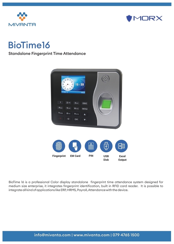 MORX BioTime - 16  Time Attendance & Access Control Terminal