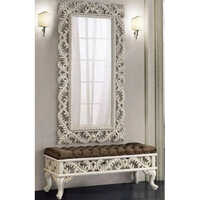 Hand Carved Wooden Dressing Table with Mirror Frame