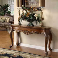 Luxury Hand Carved Wooden Console Table - Color: Brown