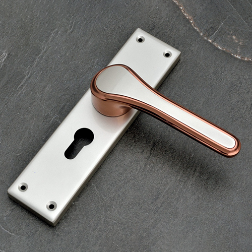 116 Satin Rose Gold Finish Zinc Mortice Handle With SS Plate