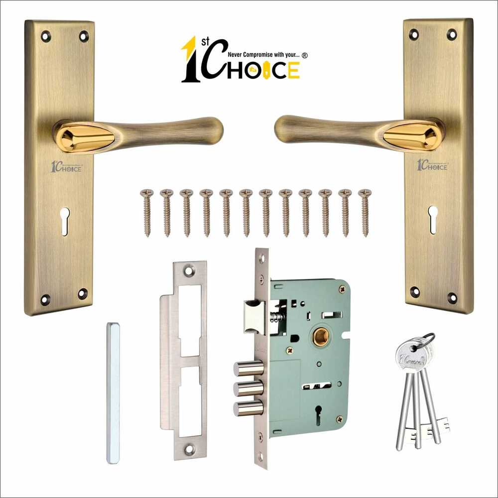 125 Ant Gold FinishZinc Mortice Handle With SS Plate