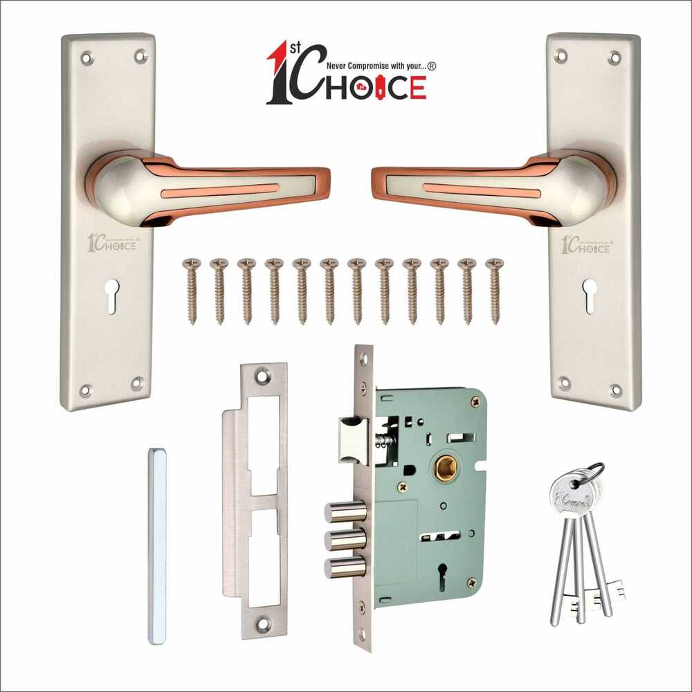 107 Satin Rose Gold Finish Zinc Mortice Handle With SS Plate