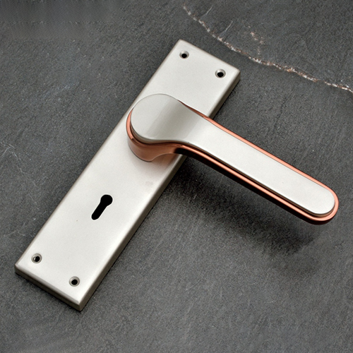 106 Satin Rose Gold Finish Zinc Mortice Handle With SS Plate
