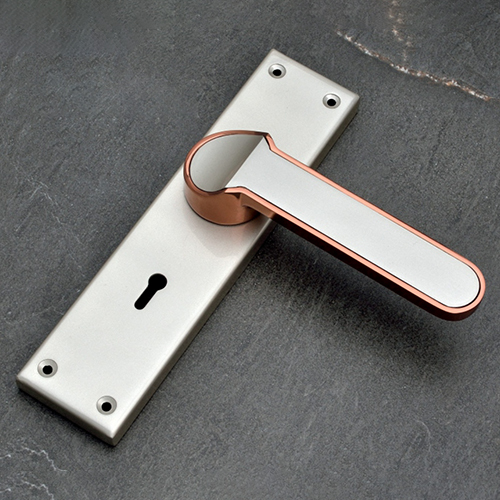 111 Satin Rose Gold Finish Zinc Mortice Handle With SS Plate