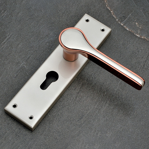 119 Satin Rose Gold Finish Zinc Mortice Handle With SS Plate