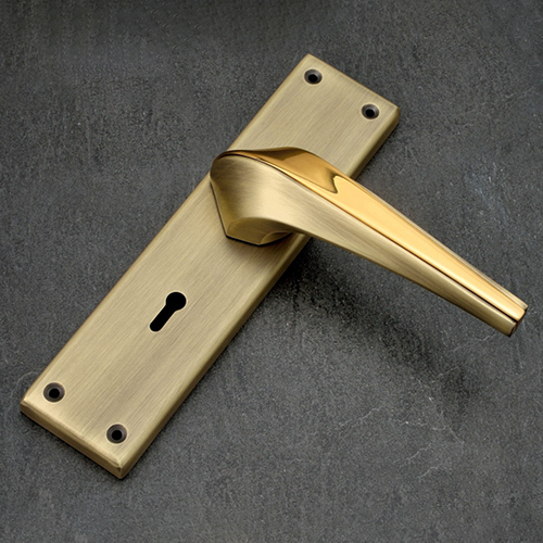 123 Ant Gold Finish Zinc Mortice Handle With SS Plate