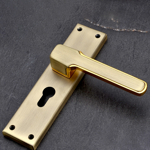124 Ant Gold Finish Zinc Mortice Handle With SS Plate