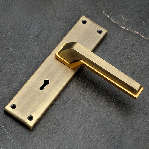 210 Ant Gold Finish Zinc Mortice Handle With SS Plate