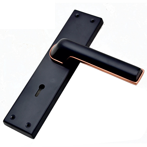 213 Black Rose Gold Finish Zinc Mortice Handle With SS Plate