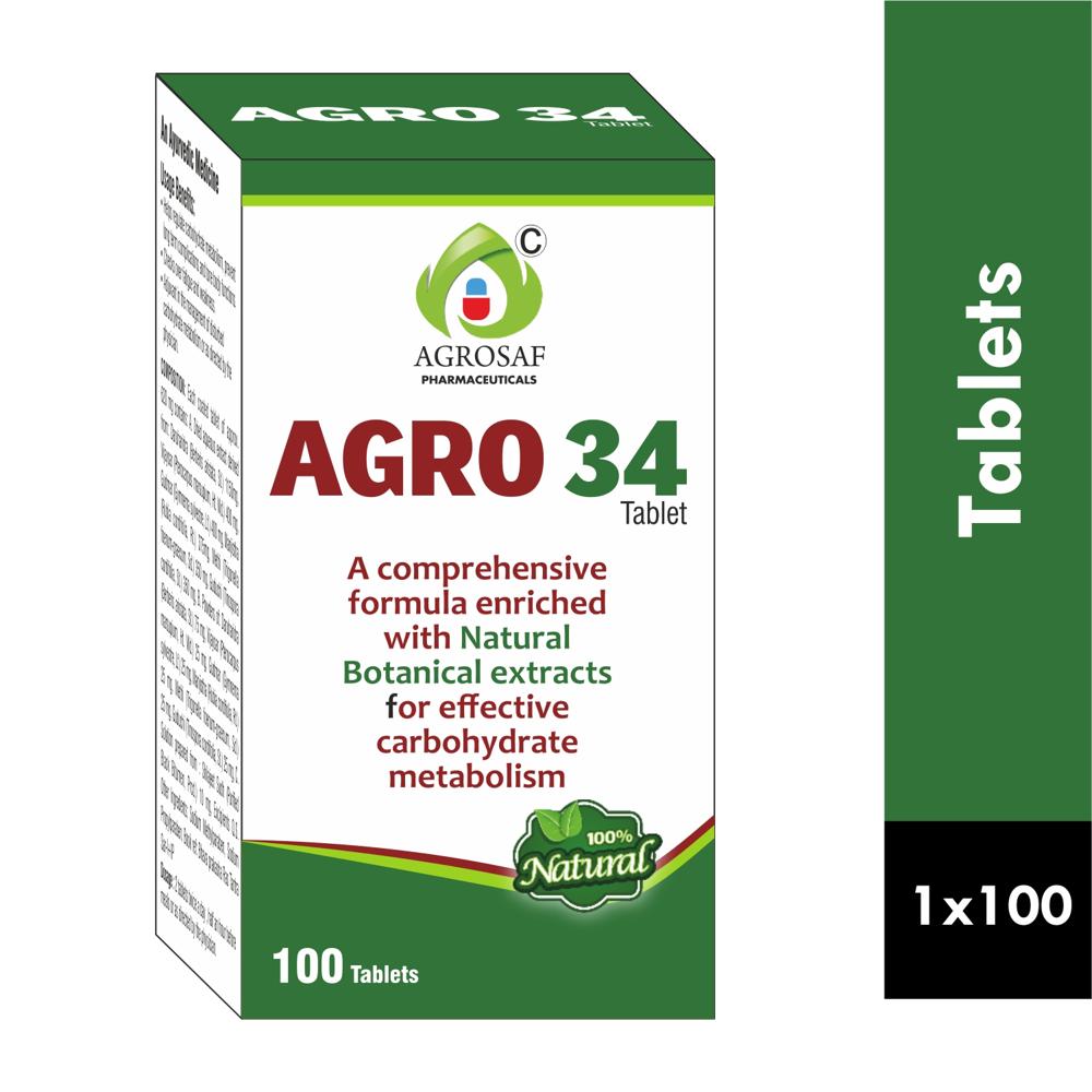 AGRO 34 TABLET-Daruharidra (Berberis aristata) 75MG, vijaysar (Pterocarpusmarsupium)25MG