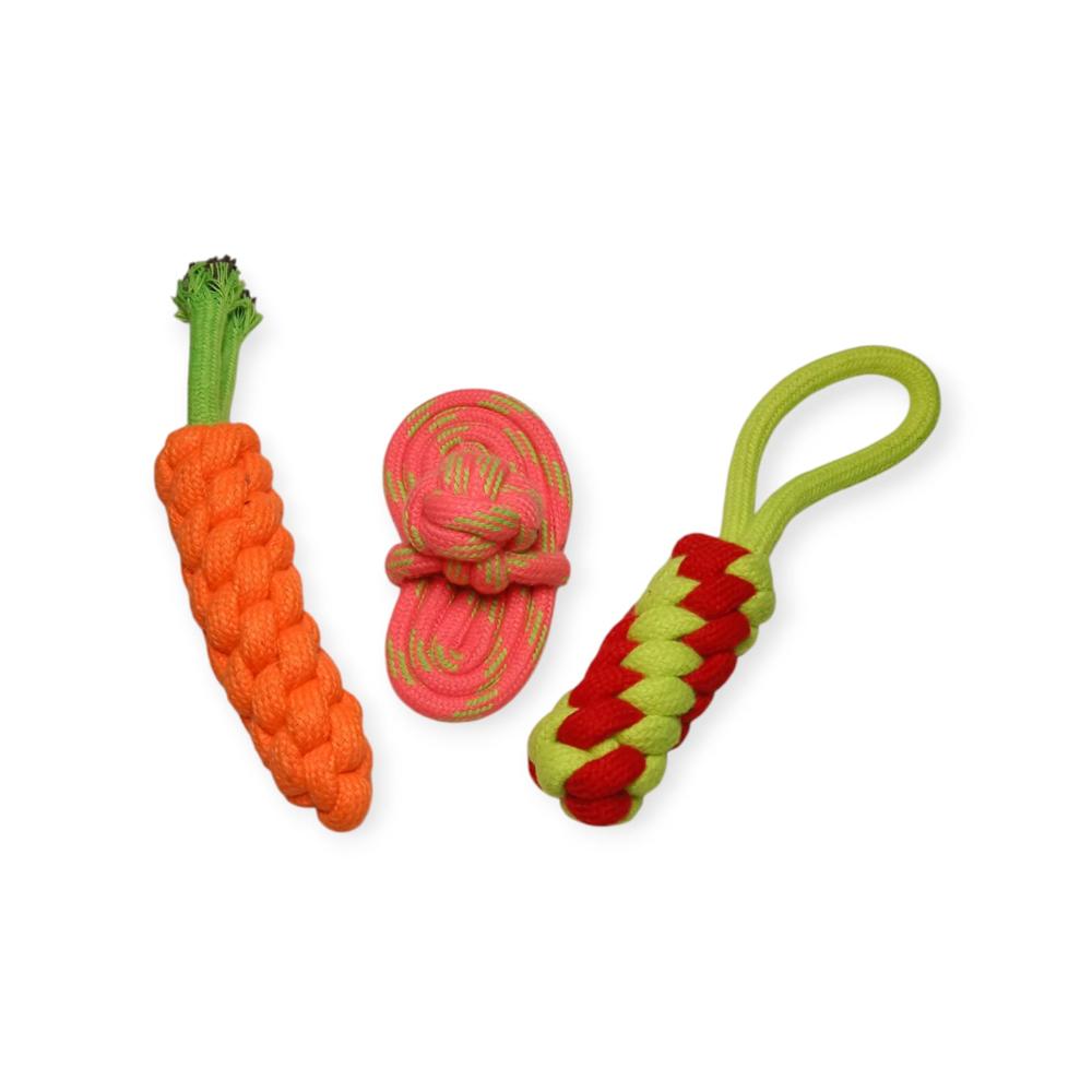 Textrade Associates Dog Rope Toys, Pack Of 3, Chew Toys For Training And Teeth Cleaning - Color: Multicolor