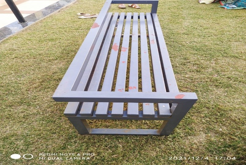 Garden Bench - Mild Steel, Polished Finish | Brown Color, Rust-proof, Powder Coated For Enhanced Durability