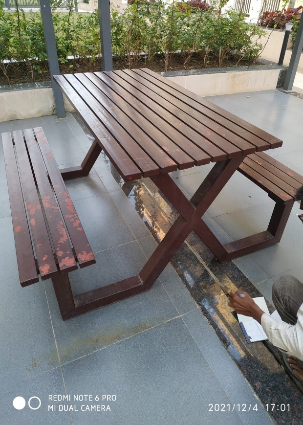 Garden Bench - Mild Steel, Polished Finish | Brown Color, Rust-proof, Powder Coated For Enhanced Durability