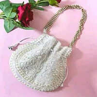 Embroidered Potli Bag - Color: White
