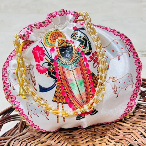 Velvet Printed Shreenathji Potli Bag