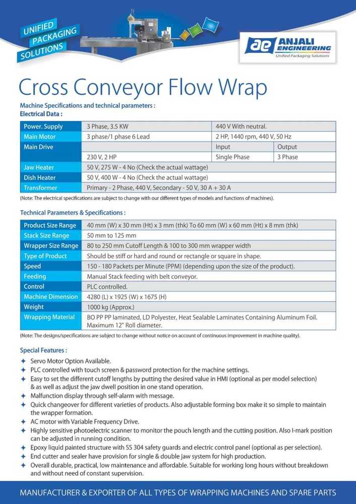 Cross Conveyor Flow Wrap Machine