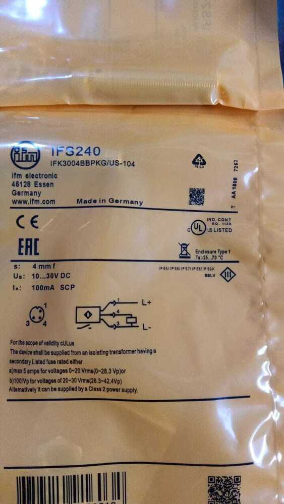 IFM INDUCTIVE PROXIMITY SENSOR, IFS240