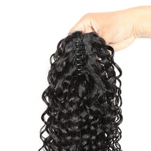 Premium Remy Claw-Clip Ponytail Extension Wavy Human Hair (20 Inch)