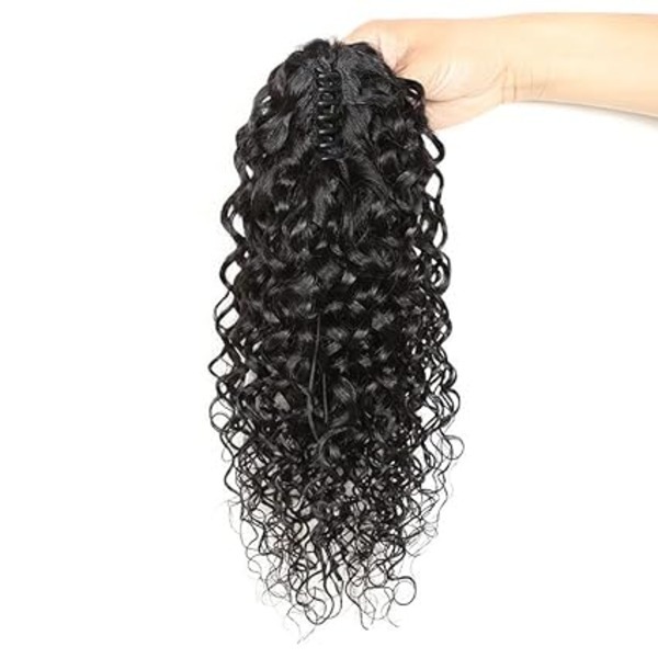 Premium Remy Claw-Clip Ponytail Extension Wavy Human Hair (20 Inch)