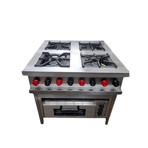 Four Burner Cooking Range - Stainless Steel, Full Impacted Bottom Design, Polished Interior, Matte Finished Exterior | 1-Year Warranty, Easy Cleaning