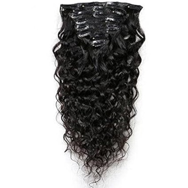 Natural Premium Remy Black Color Body Wave Hair Clip in Hair Extensions  ( 14 INCH )