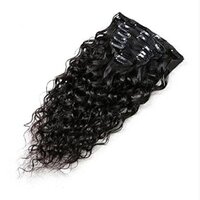 Natural Premium Remy Black Color Body Wave Hair Clip in Hair Extensions  ( 14 INCH )