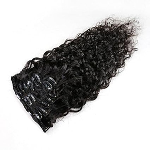 Natural Premium Remy Black Color Body Wave Hair Clip in Hair Extensions  ( 14 INCH )