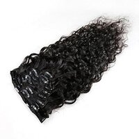 Natural Premium Remy Black Color Body Wave Hair Clip in Hair Extensions  ( 14 INCH )
