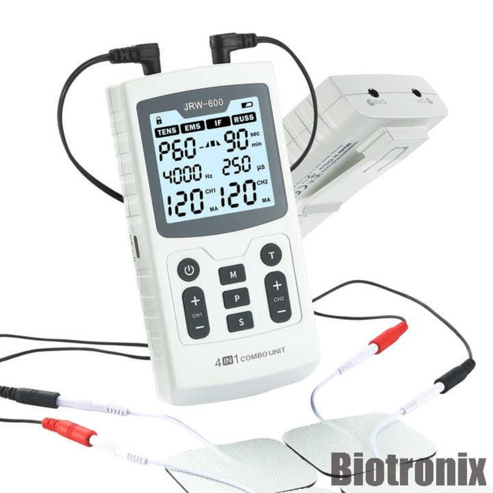 4 in 1 Combo TENS EMS IF RUSS Digital Therapy Machine for Pain Relief and Muscle Stimulation