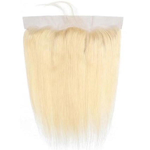 100% Unprocessed Human Virgin Hair Russian Blonde Ear to Ear Front Pre-Plucked Hairline Closure (613 Body Wave Frontal, 12inch)