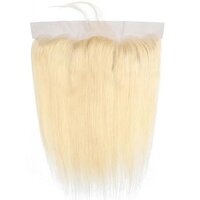 100% Unprocessed Human Virgin Hair Russian Blonde Ear to Ear Front Pre-Plucked Hairline Closure (613 Body Wave Frontal, 12inch)