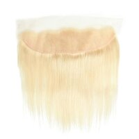 100% Unprocessed Human Virgin Hair Russian Blonde Ear to Ear Front Pre-Plucked Hairline Closure (613 Body Wave Frontal, 12inch)